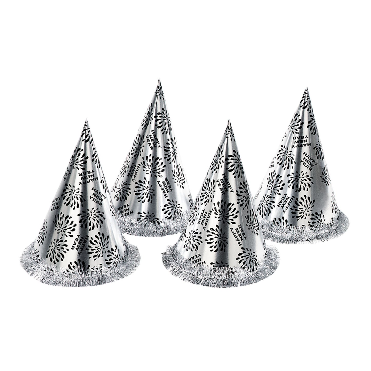 "KEGELHUT HAPPY NEW YEAR SILBER MIT FRANSEN" 28 cm – Detailansicht