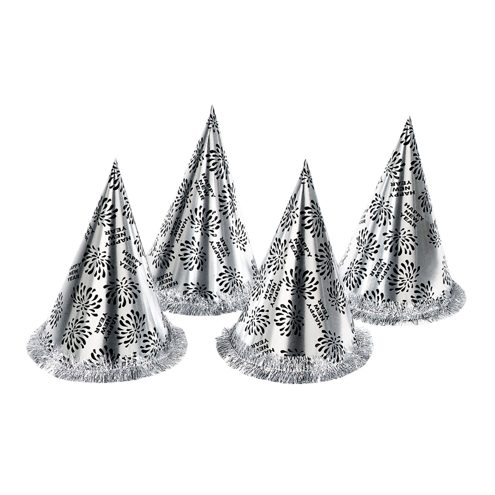 "KEGELHUT HAPPY NEW YEAR SILBER MIT FRANSEN" 28 cm – Detailansicht