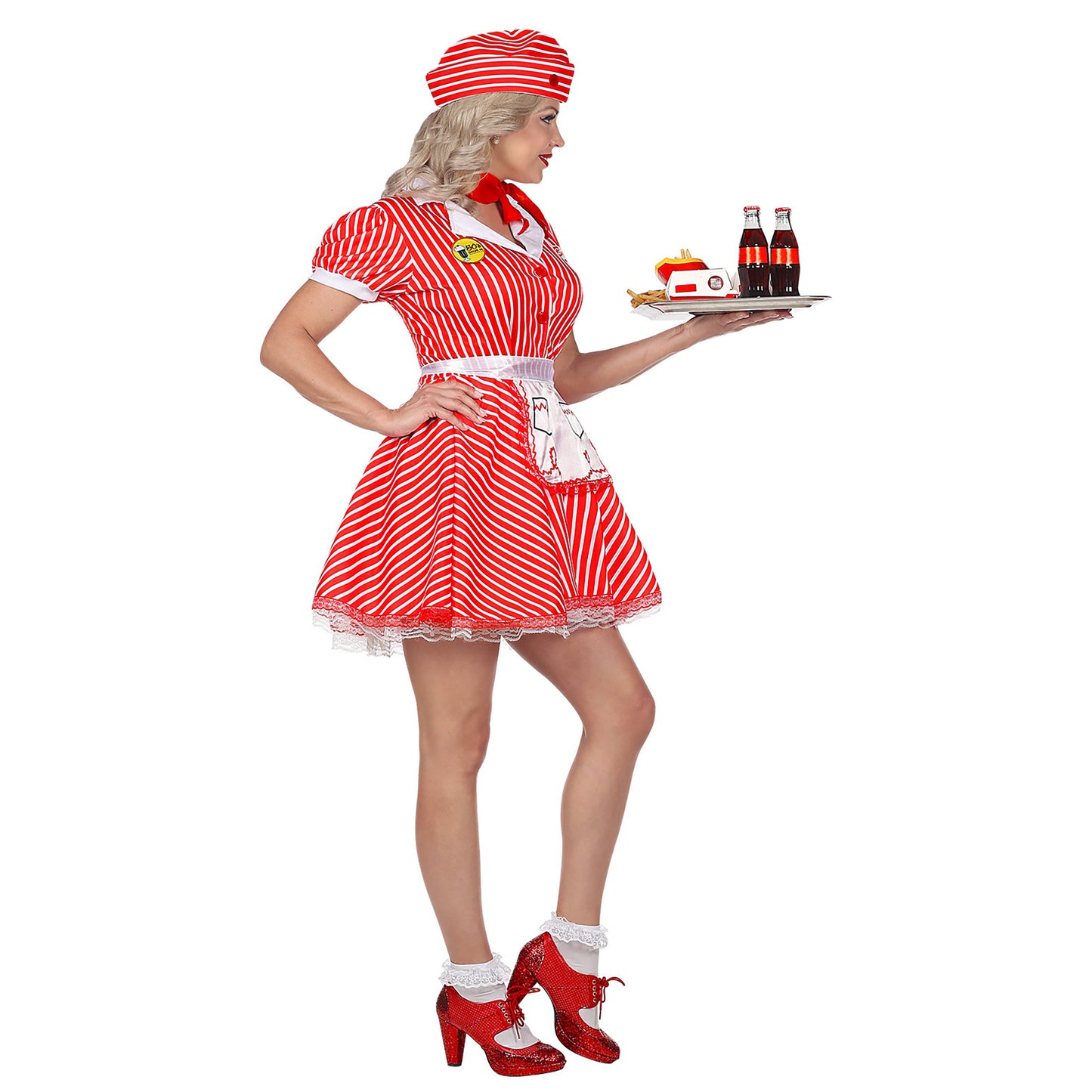 "KELLNERIN 50er JAHRE" (Kleid mit Petticoat, Schürze, Pin, Halstuch, Haube) – Ansicht 3