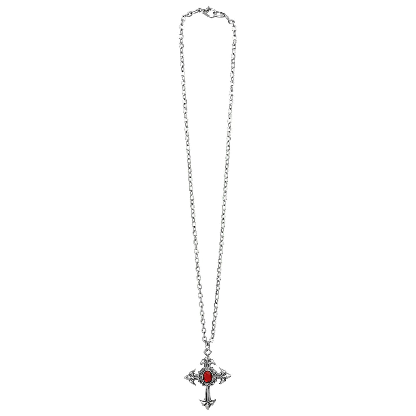 "KETTE GOTISCHES KREUZ MIT ROTEM JUWEL" – Detailansicht