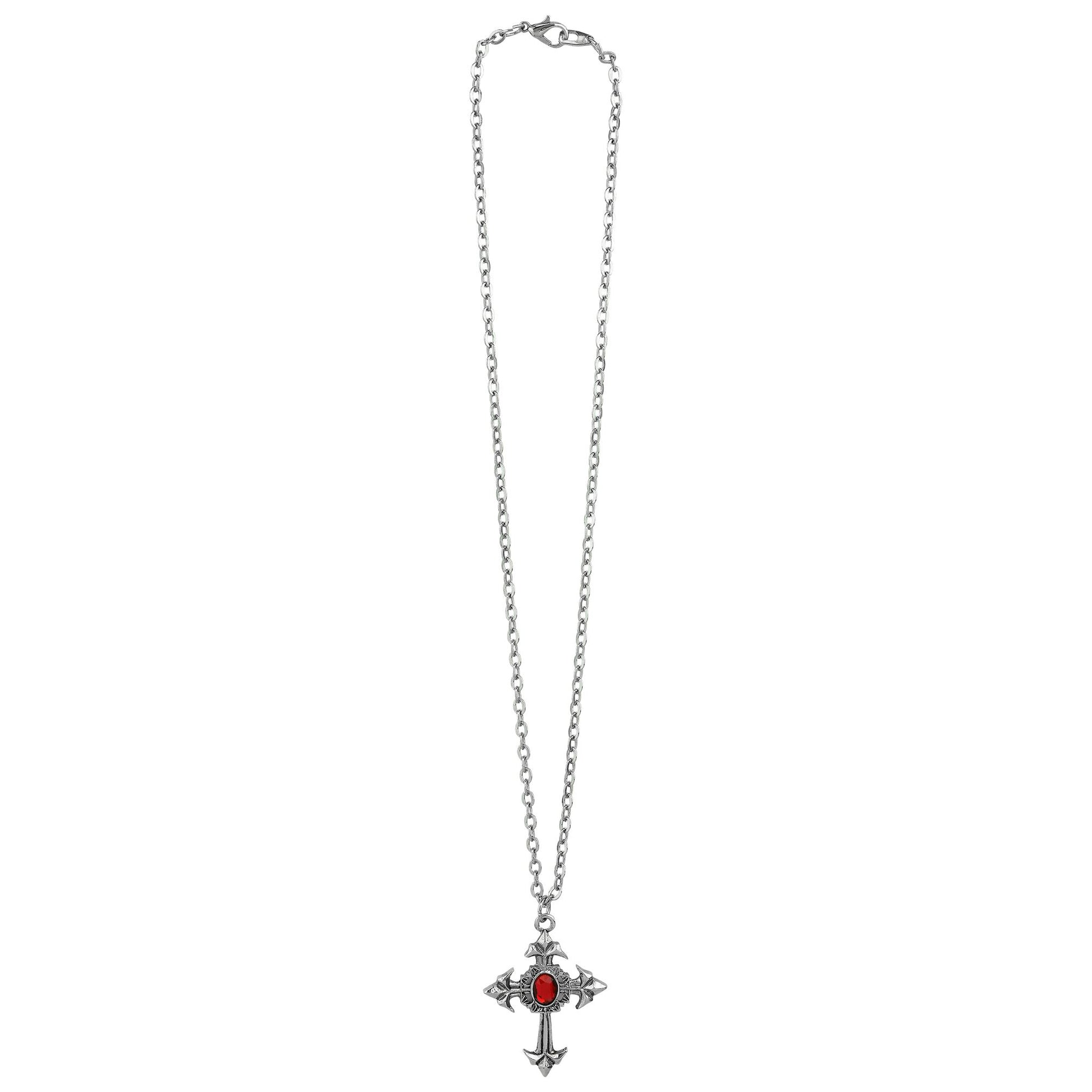 "KETTE GOTISCHES KREUZ MIT ROTEM JUWEL" – Detailansicht