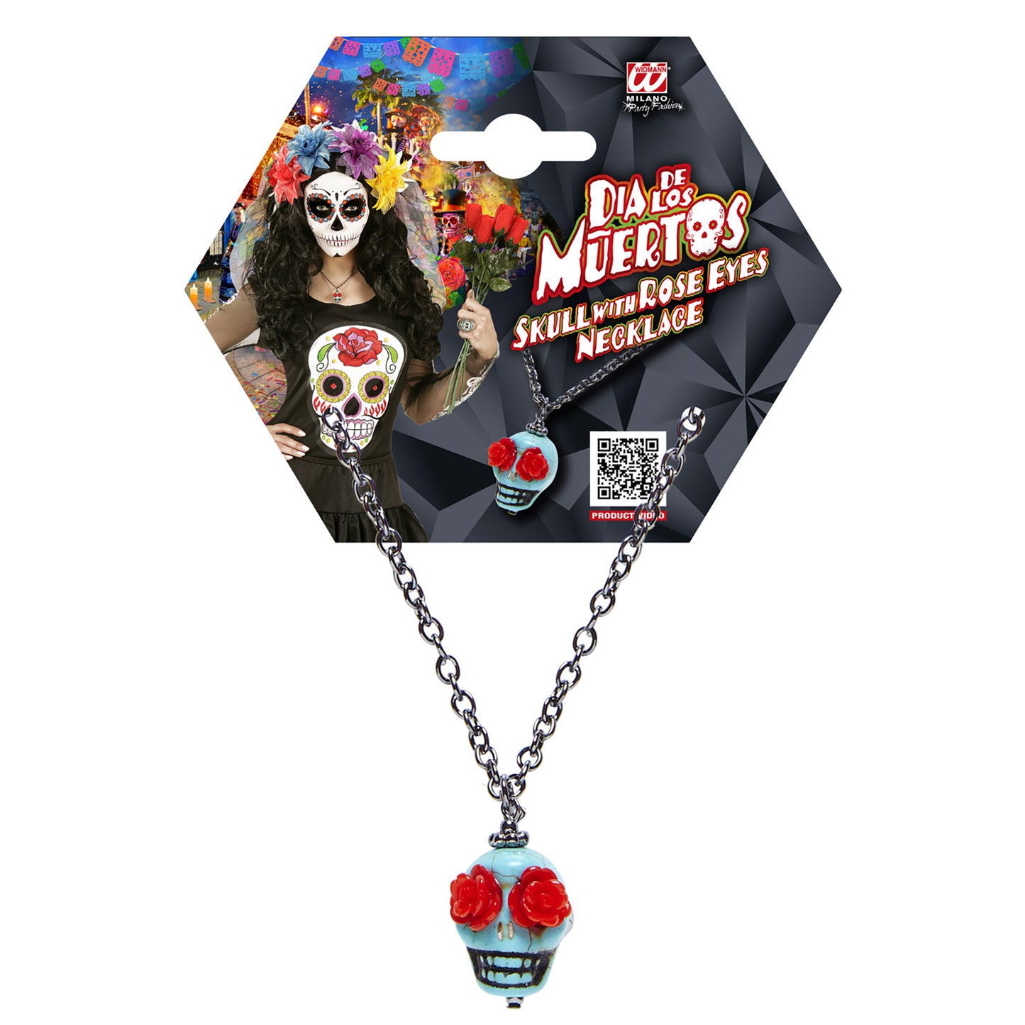 "KETTE MIT HELLBLAUEN TOTENKOPF UND ROTEN ROSEN ALS AUGEN" – Ansicht 3