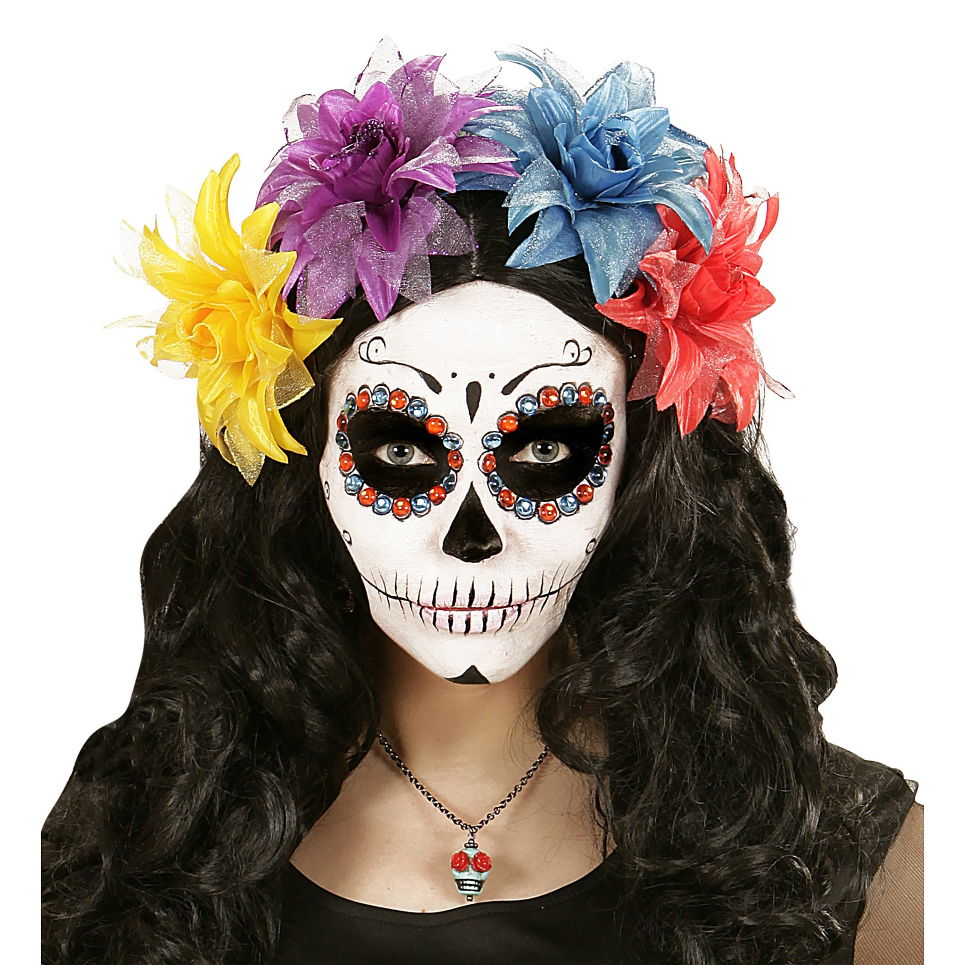 "KETTE MIT HELLBLAUEN TOTENKOPF UND ROTEN ROSEN ALS AUGEN" – Ansicht 4