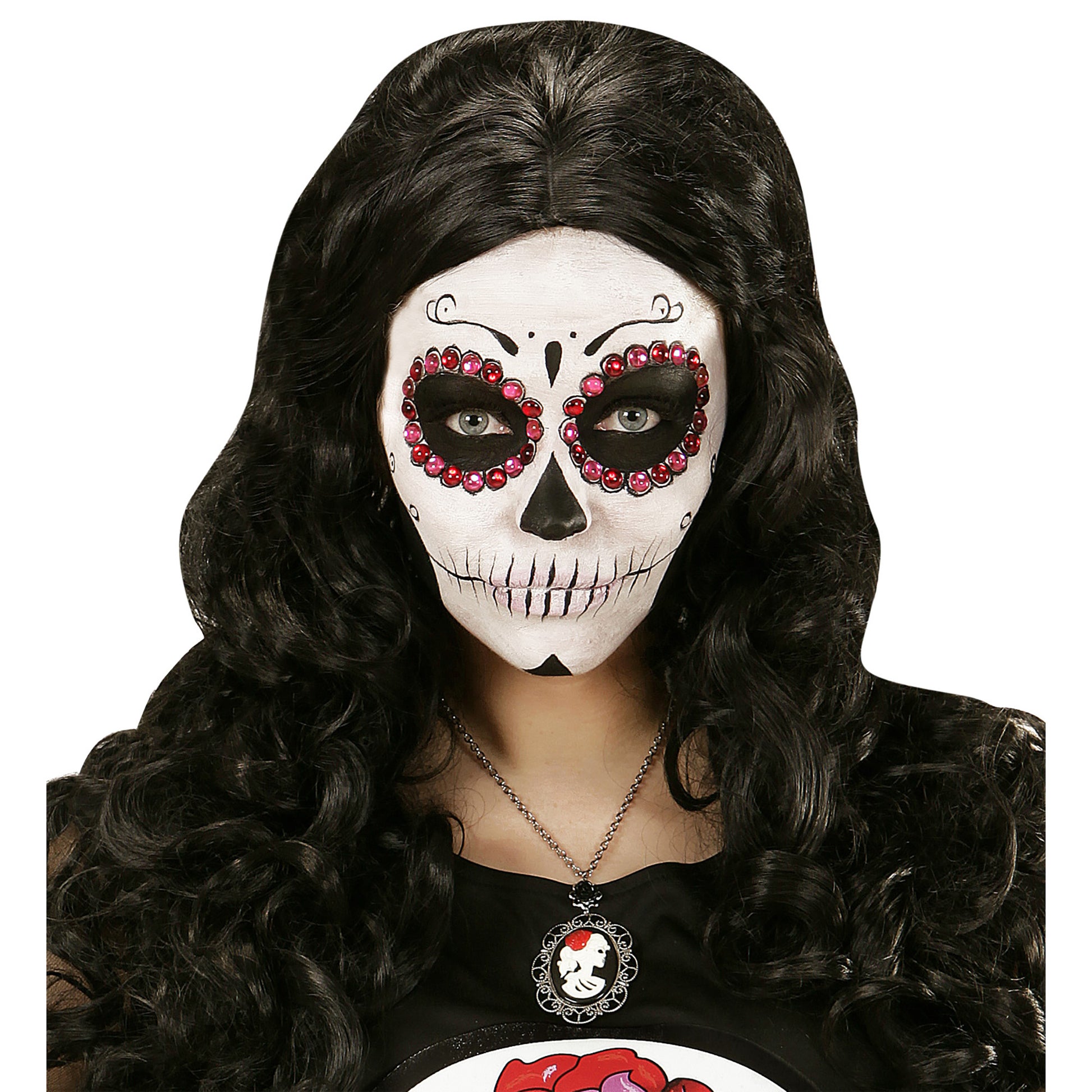 "KETTE MIT SCHWARZER ROSE & TOTENKOPF-KAMEE" – Ansicht 4