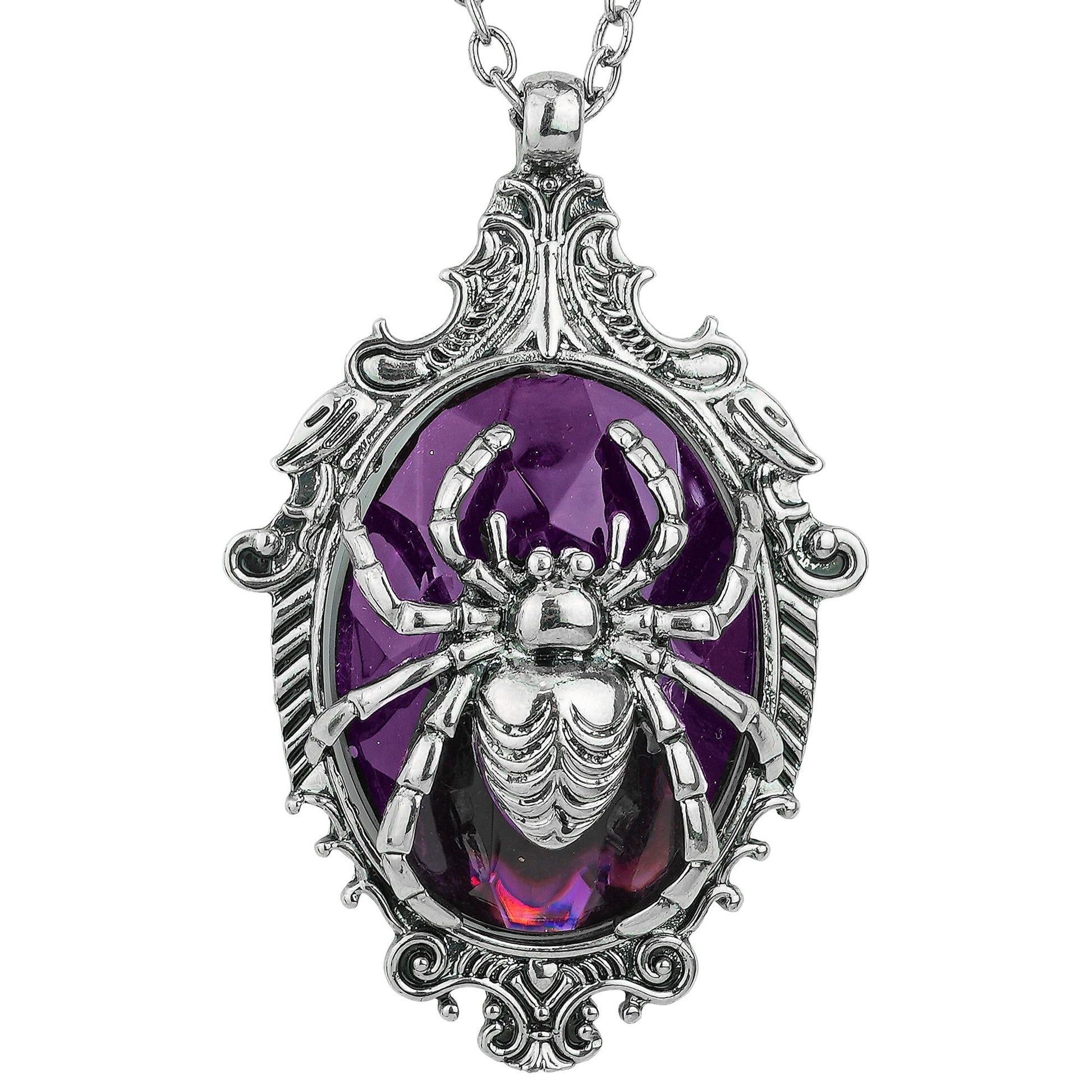 "KETTE MIT SPINNE UND VIOLETTEM EDELSTEIN" – Vorderansicht