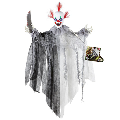 "KILLER-CLOWN ANIMIERT MIT MESSER, LEUCHTENDEN AUGEN UND ZIRKUSMUSIK" geräuschaktiviert - 60 cm – Detailansicht