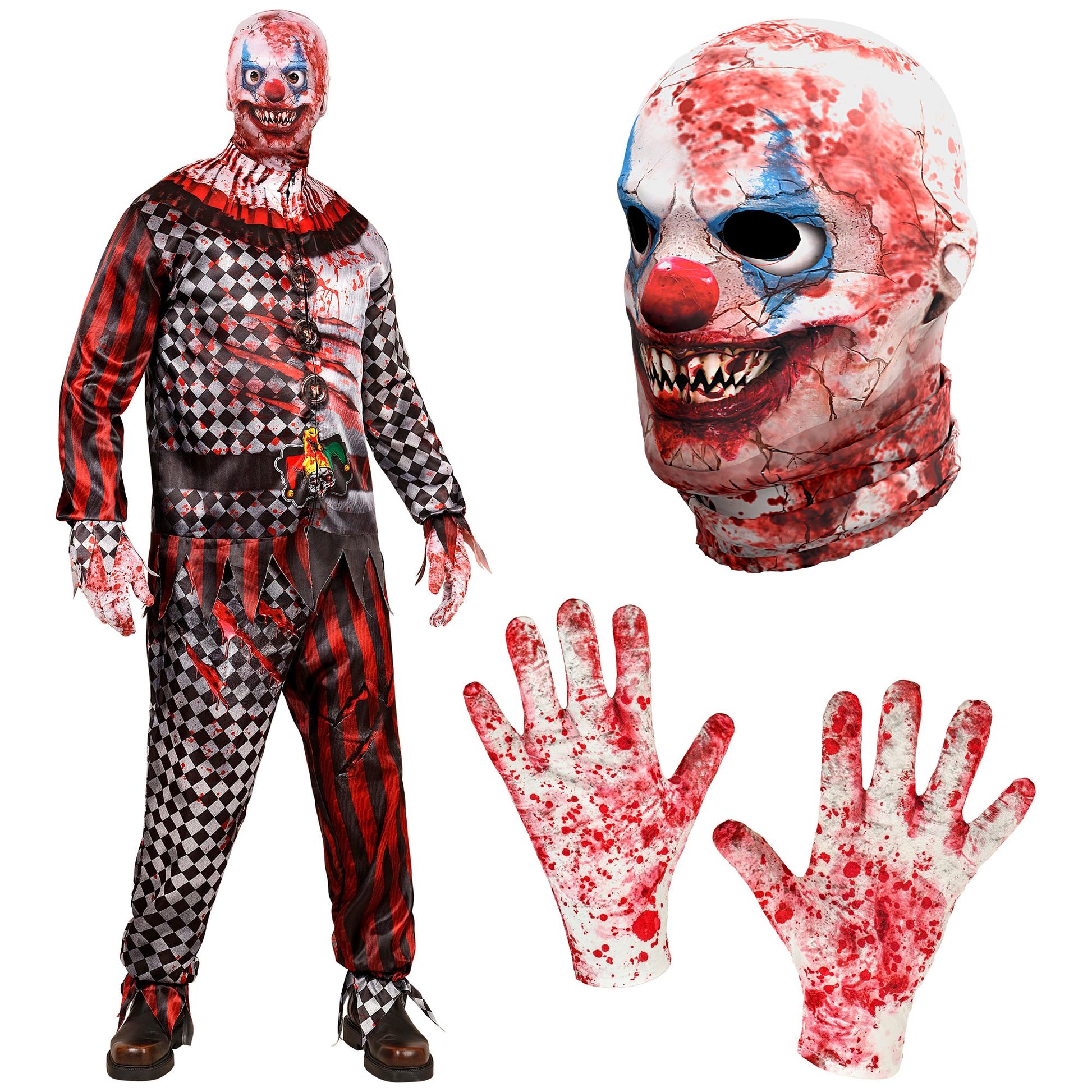 "KILLER CLOWN FAST COSTUME" (Oberteil, Hose, Handschuhe, Maske) – Ansicht 4
