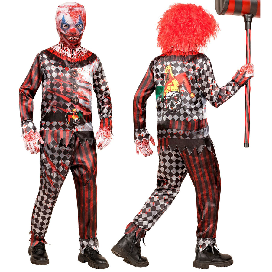 "KILLER CLOWN FAST COSTUME" (Oberteil, Hose, Handschuhe, Maske) – Detailansicht