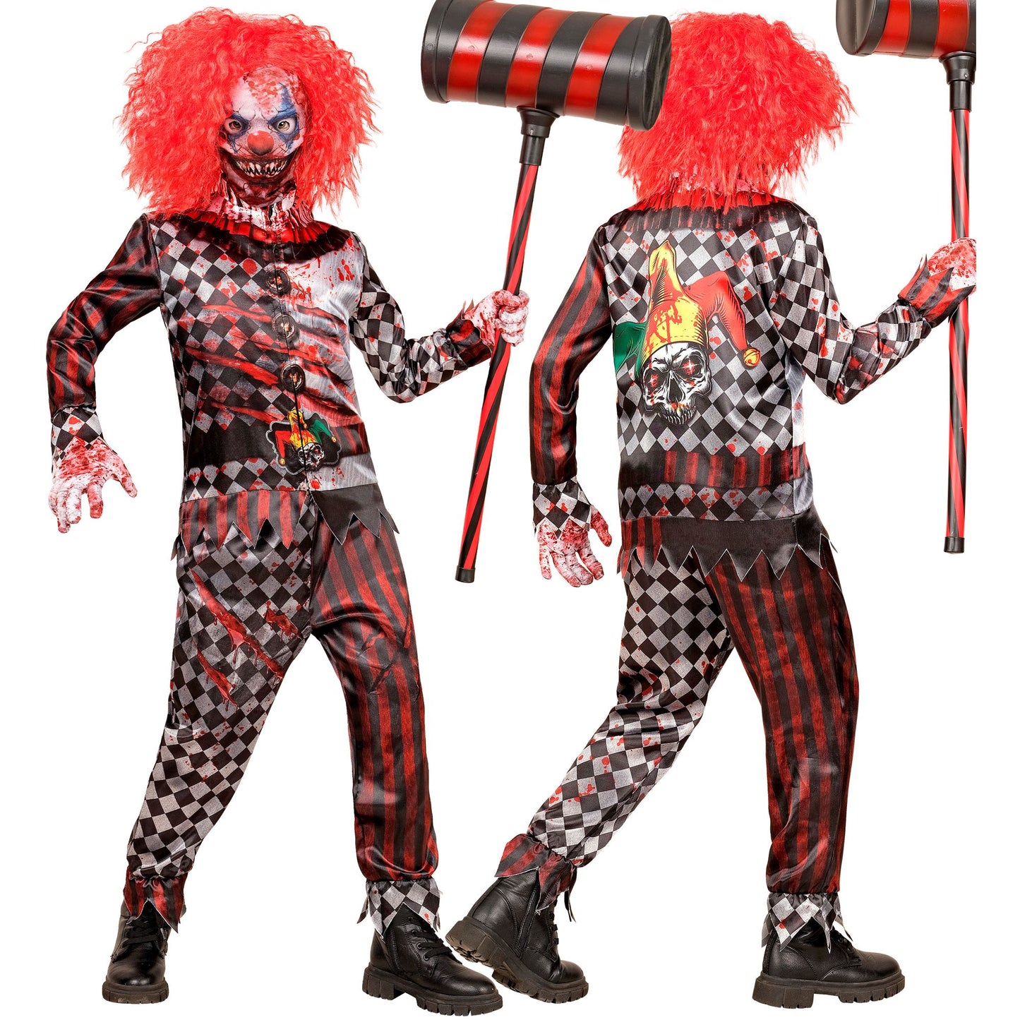 "KILLER CLOWN FAST COSTUME" (Oberteil, Hose, Handschuhe, Maske) – Ansicht 3