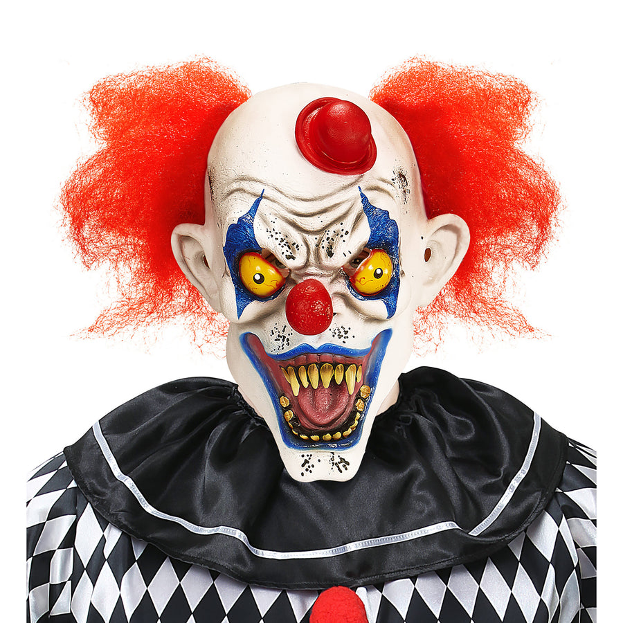 "KILLER CLOWN MASKE MIT HAAREN UND MINIHUT" – Vorderansicht