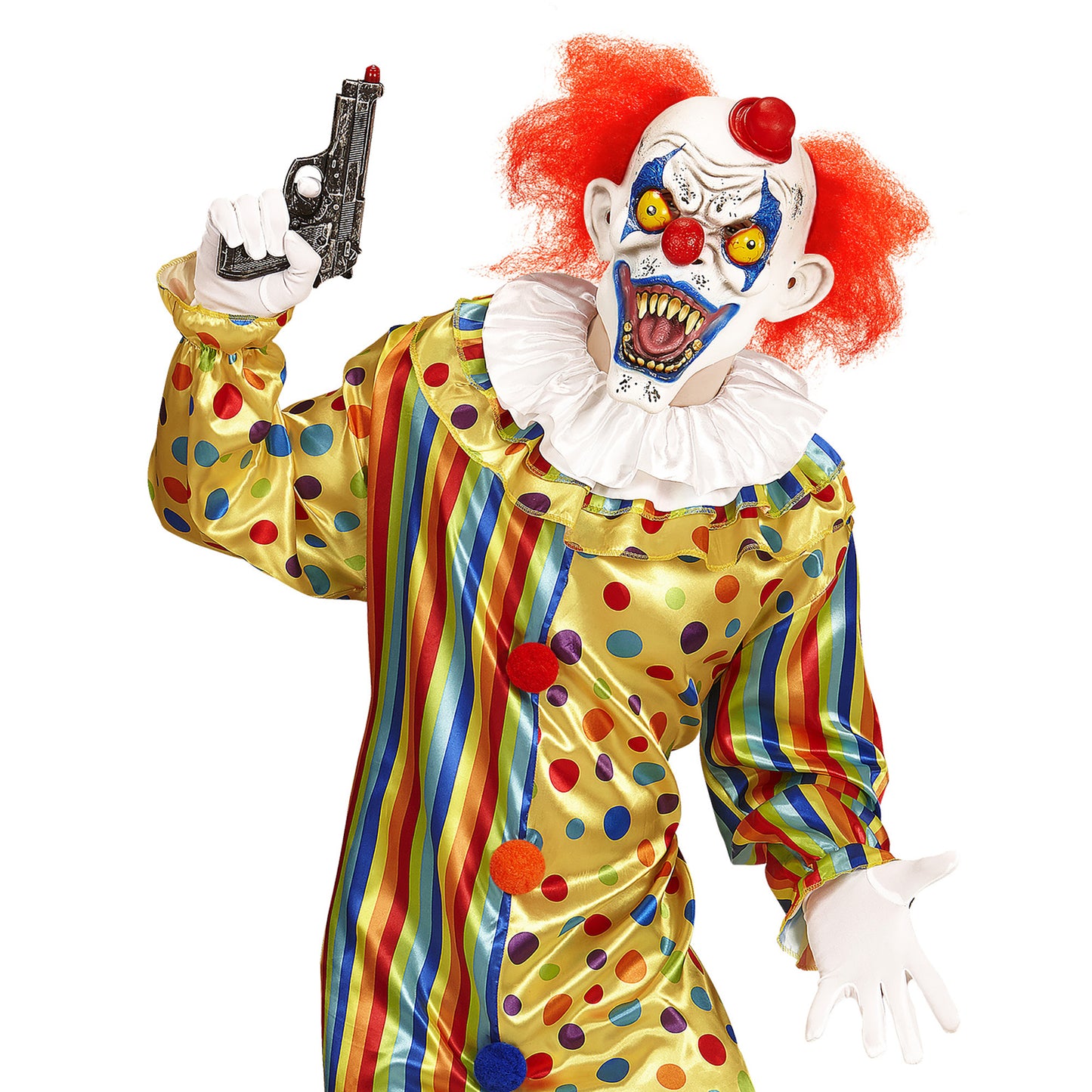"KILLER CLOWN MASKE MIT HAAREN UND MINIHUT" – Ansicht 3