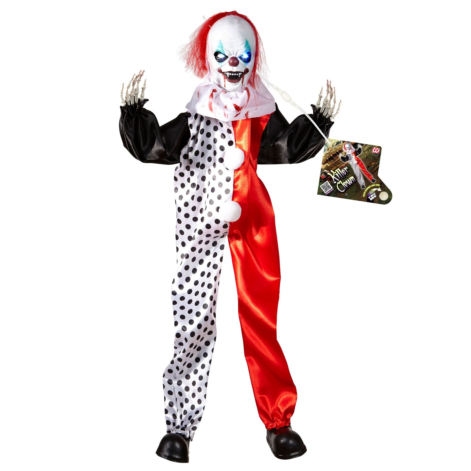 "KILLER-CLOWN MIT LEUCHTENDEN FARBWECHSELNDEN AUGEN" 90 cm – Detailansicht
