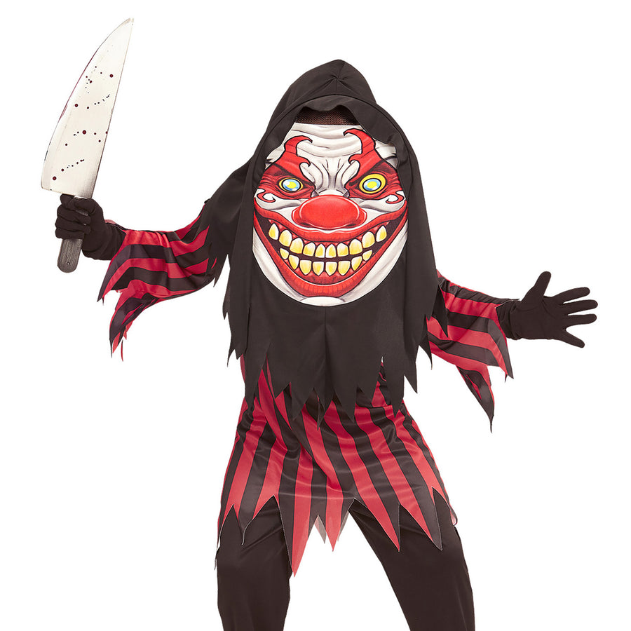 "KILLER CLOWN" (Robe, Riesenmaske mit Kapuze) – Vorderansicht