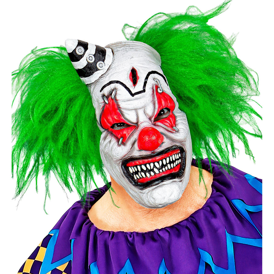 "KILLER CLOWNMASKE MIT HAAR & MINIHUT" – Vorderansicht