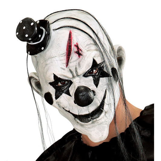 "KILLER CLOWNMASKE MIT HAAR & MINIHUT" – Vorderansicht