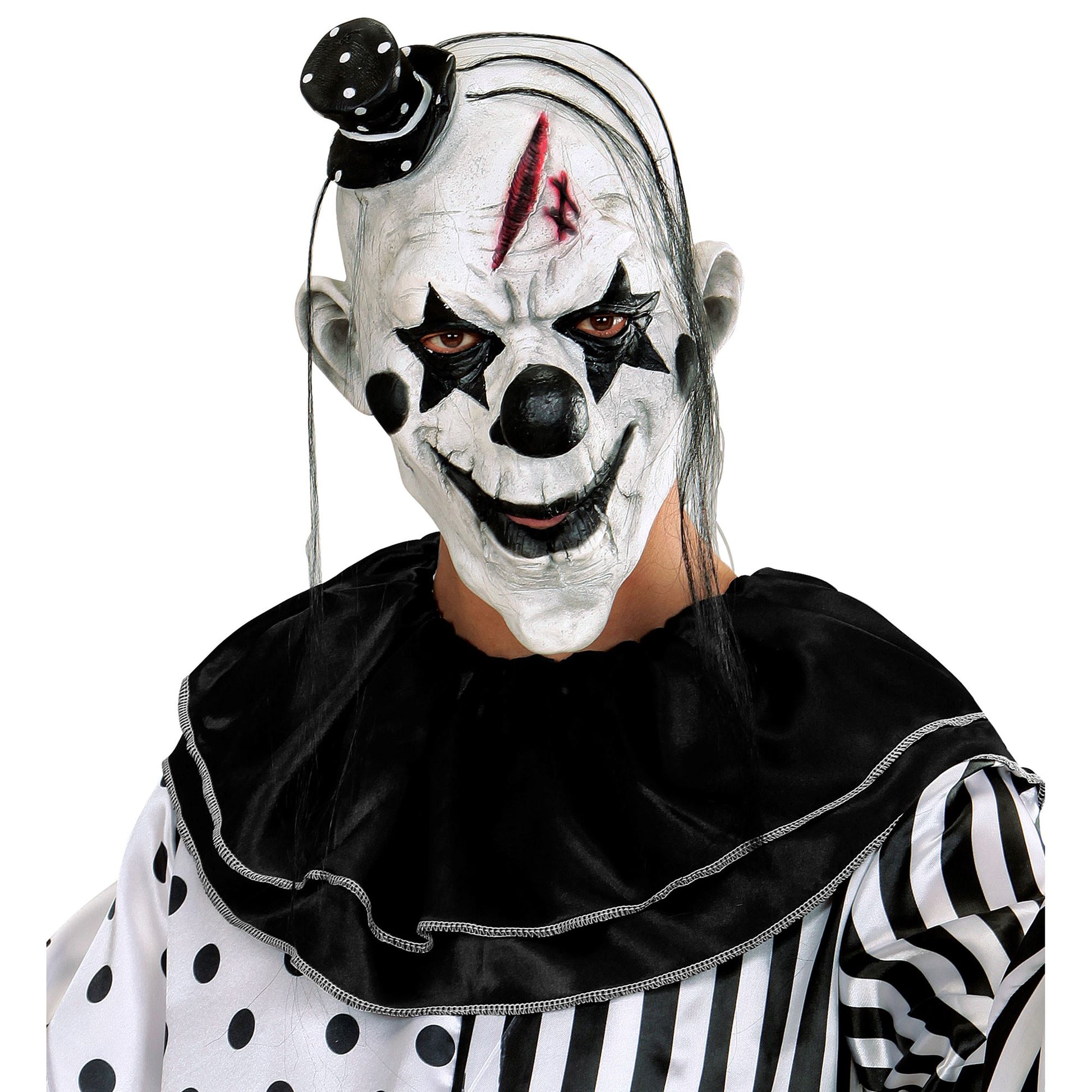 "KILLER CLOWNMASKE MIT HAAR & MINIHUT" – Detailansicht