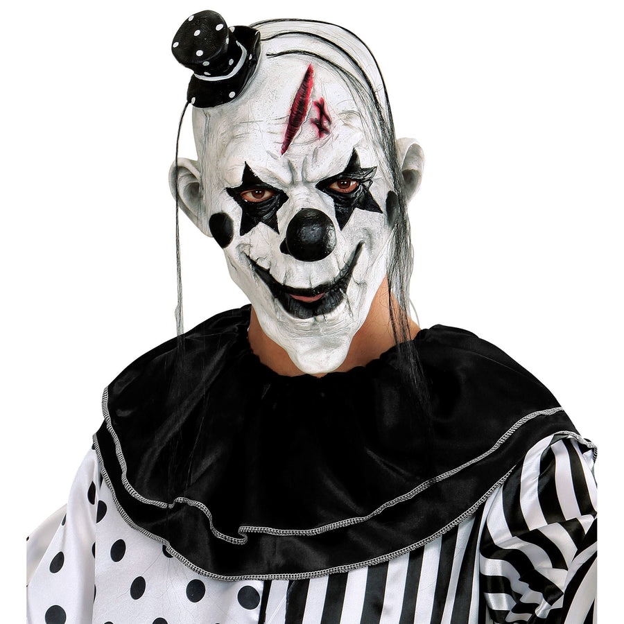 "KILLER CLOWNMASKE MIT HAAR & MINIHUT" – Detailansicht
