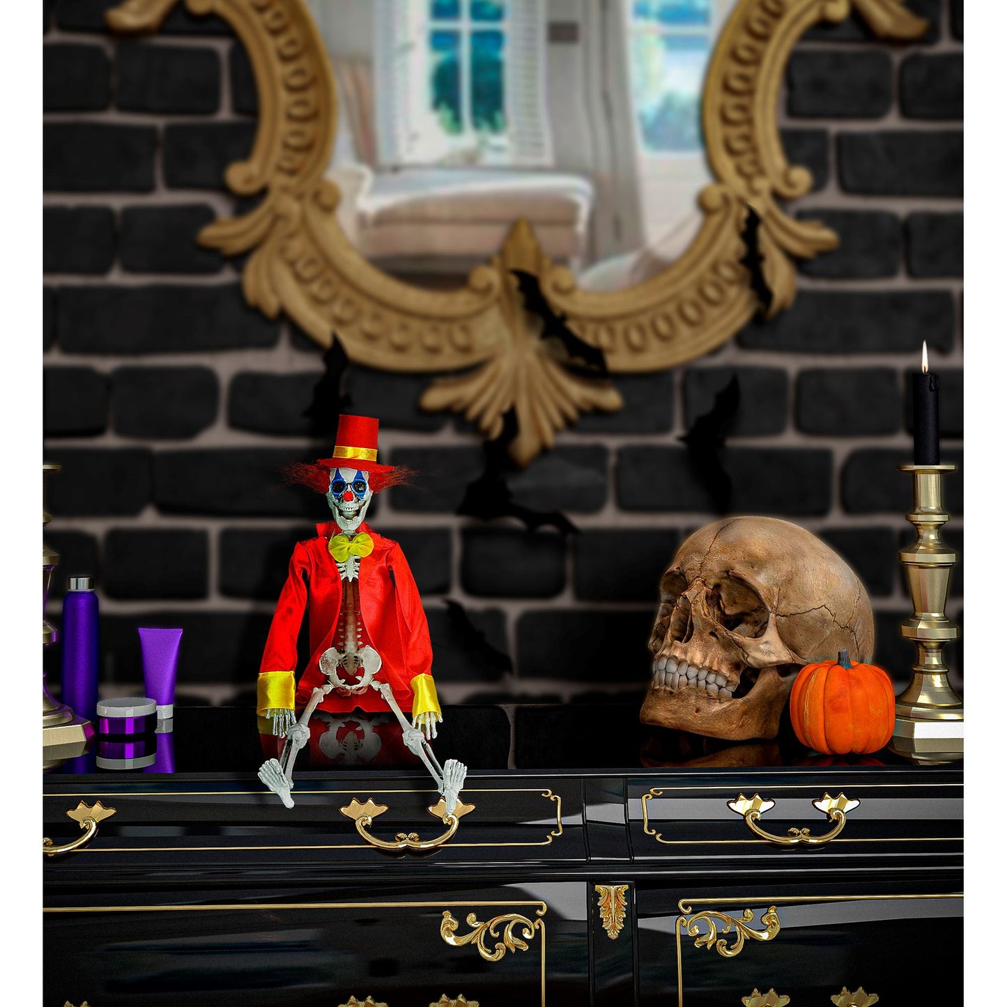 "KILLERCLOWN SKELETT" 40 cm - bewegliche Arme und Beine – Ansicht 3