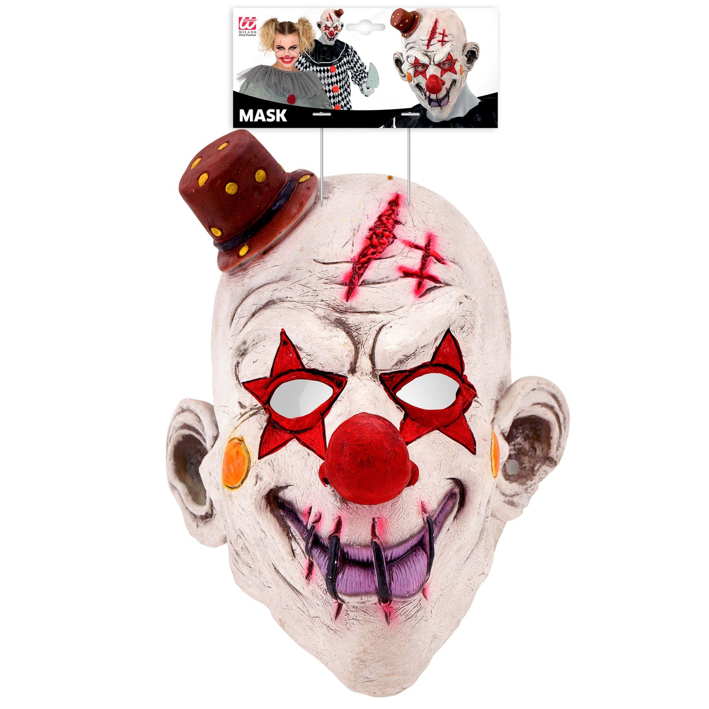 "KILLERCLOWN VOLLKOPFMASKE MIT MINIHUT" – Detailansicht