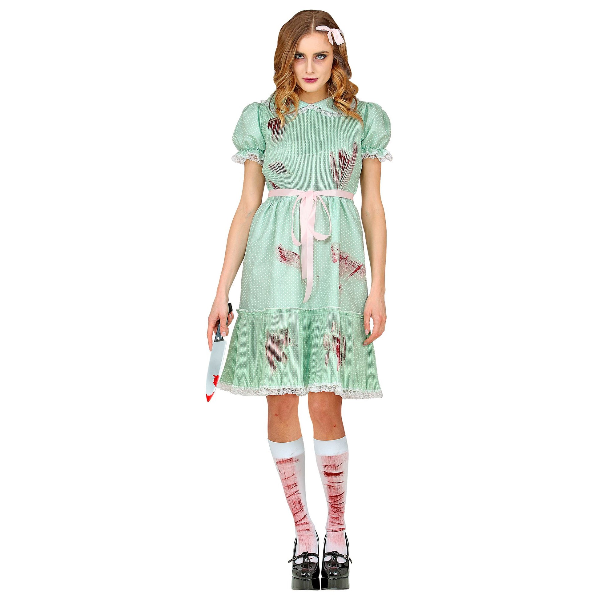 "KILLERPUPPE" (Kleid, Gürtel, Strümpfe) – Vorderansicht