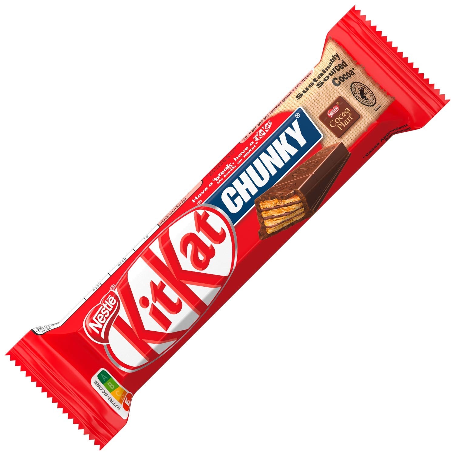 KitKat Chunky Classic 24×40g mit 24 Knusperwaffel Riegeln – Seitenansicht