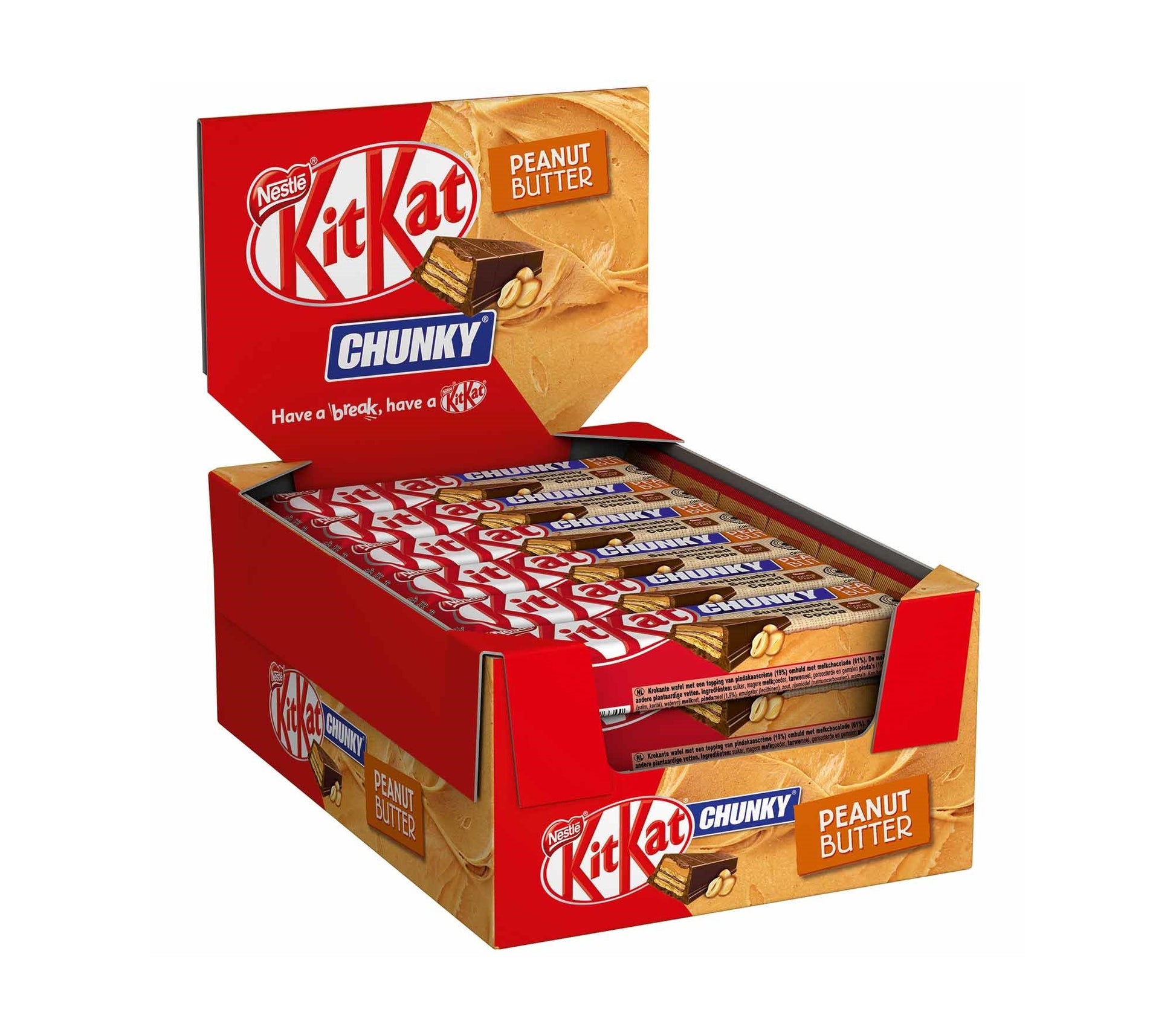KitKat Chunky Peanut Butter 24x42g Knusperwaffel mit Erdnusscreme in Milchschokolade - Candyshop.ch