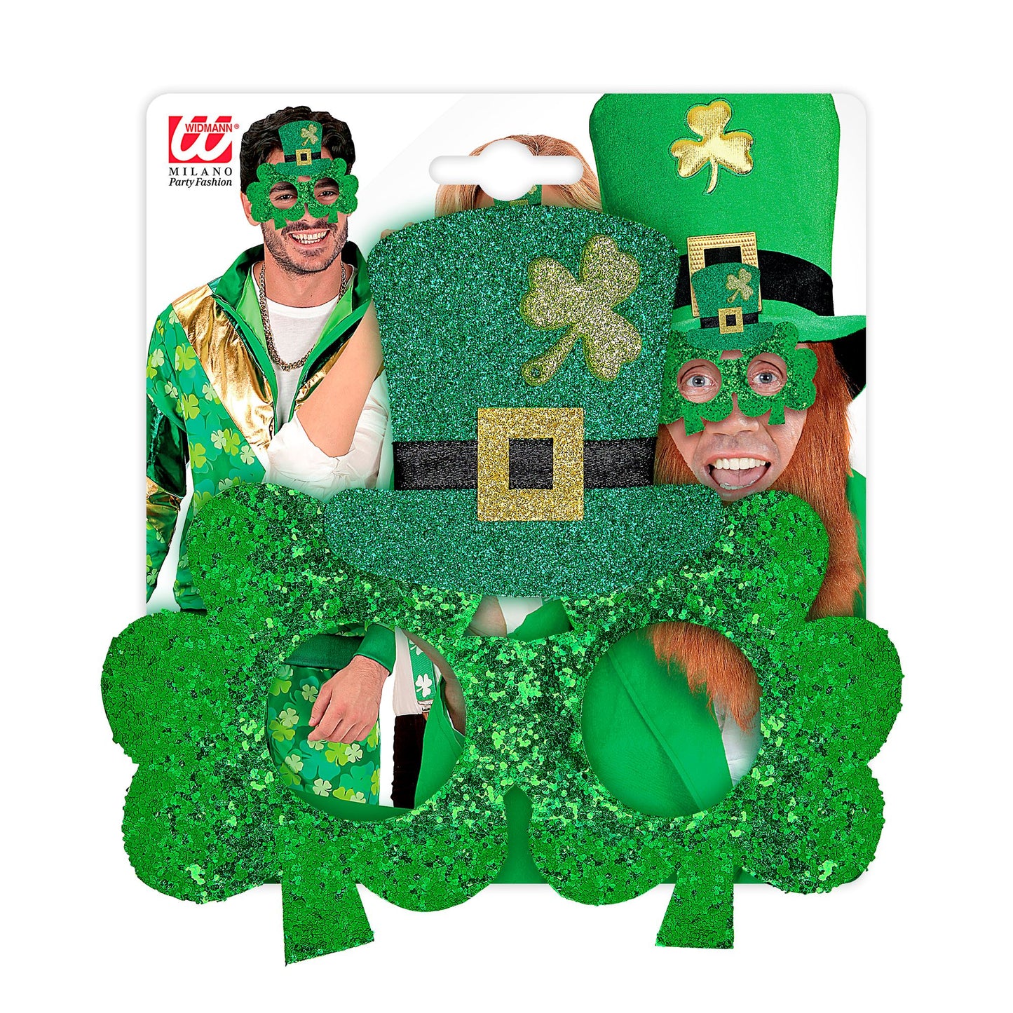 "KLEEBLATTBRILLE ST. PATRICK'S DAY MIT MINIZILINDERHUT" – Detailansicht