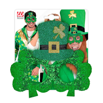 "KLEEBLATTBRILLE ST. PATRICK'S DAY MIT MINIZILINDERHUT" – Detailansicht