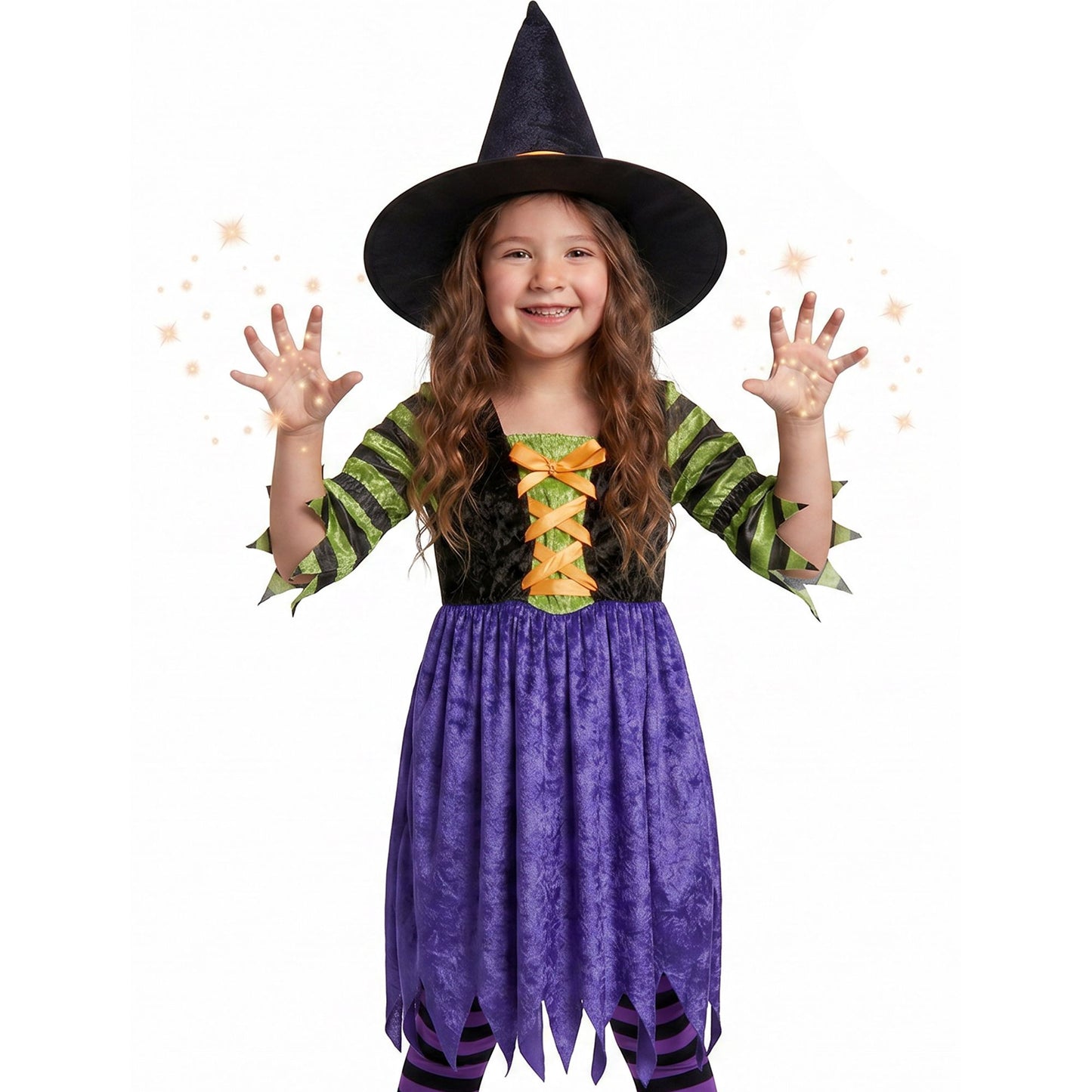 "KLEINE HEXE" aus Samt (Kleid, Hut) – Vorderansicht
