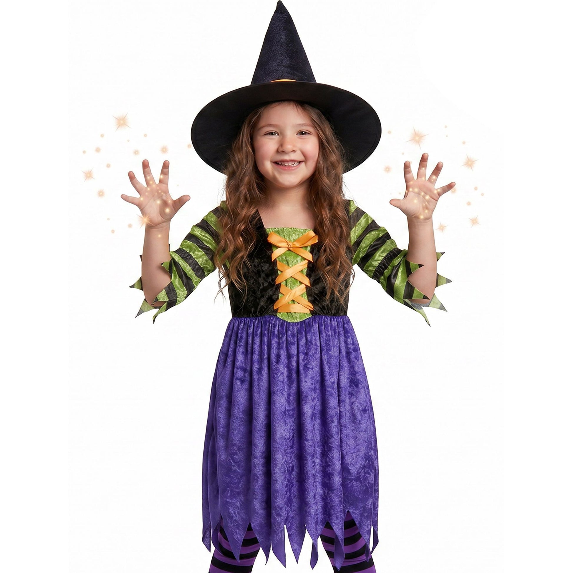 "KLEINE HEXE" aus Samt (Kleid, Hut) – Vorderansicht