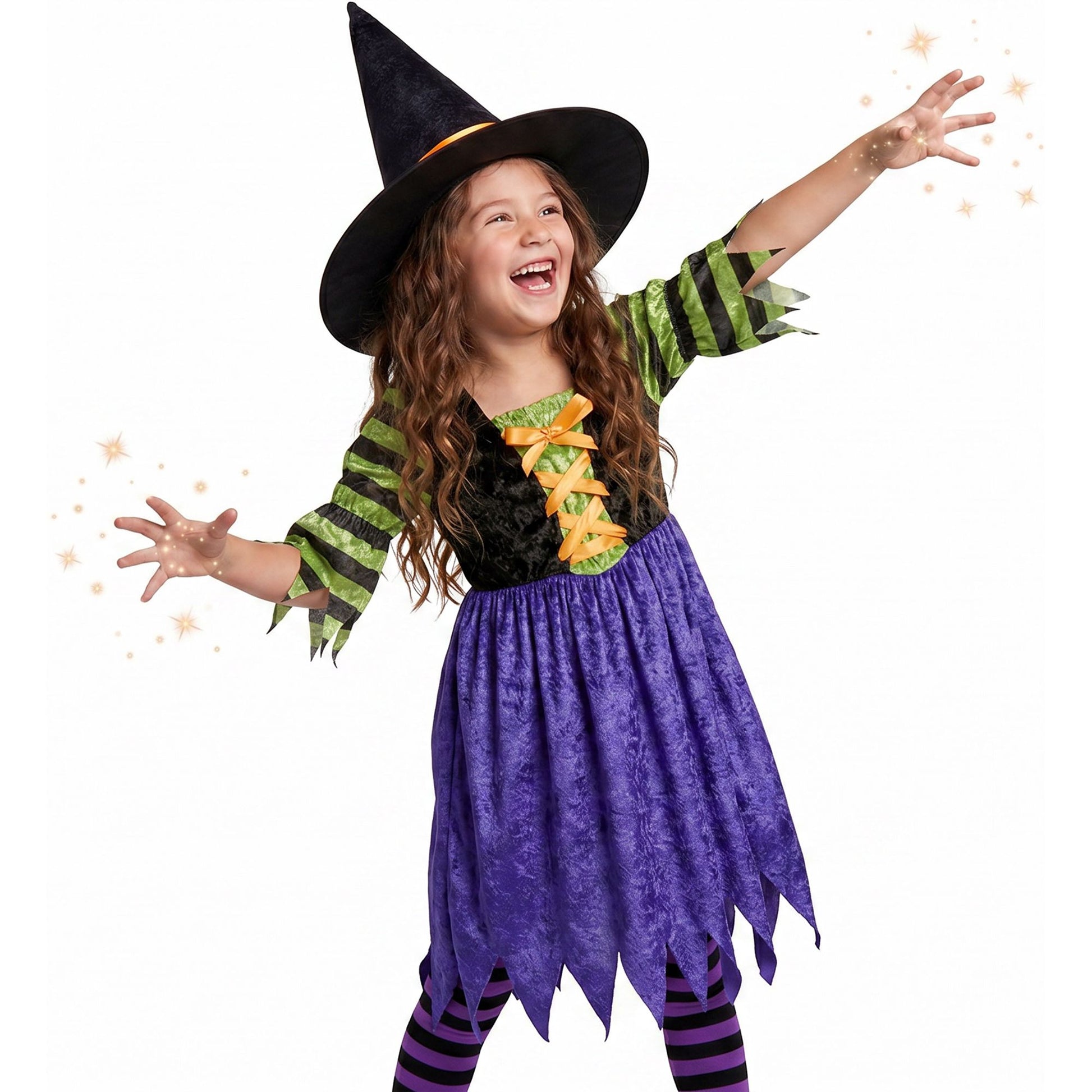 "KLEINE HEXE" aus Samt (Kleid, Hut) – Detailansicht