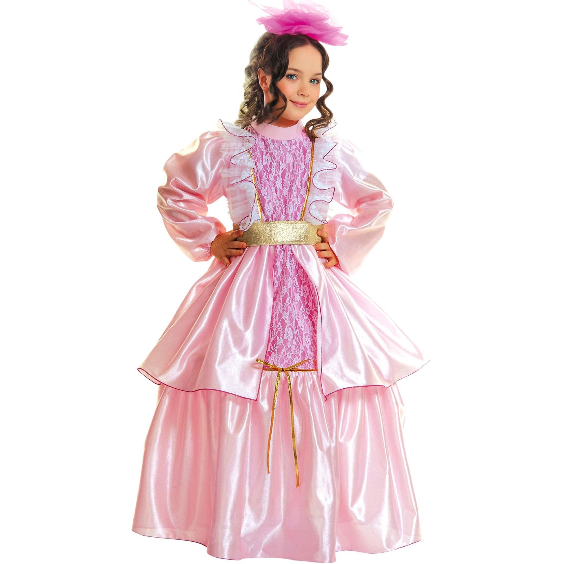 "KLEINE ROSEN LADY" (Kleid mit Petticoat, Gürtel, Kopfbedeckung) – Vorderansicht