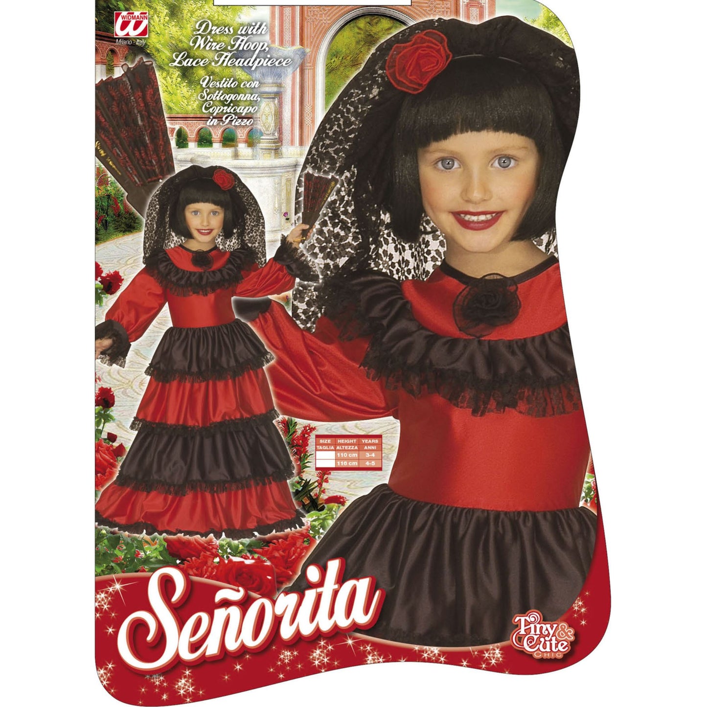 "KLEINE ROSEN LADY" (Kleid mit Petticoat, Gürtel, Kopfbedeckung aus Spitze) – Detailansicht