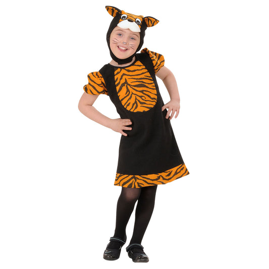"KLEINE TIGERIN" (Kleid, Kopfbedeckung) – Vorderansicht