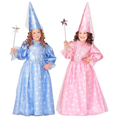 "KLEINE ZAUBER FEE" sort. rosa und hellblau (Kleid, Hut mit Schleier) – Vorderansicht