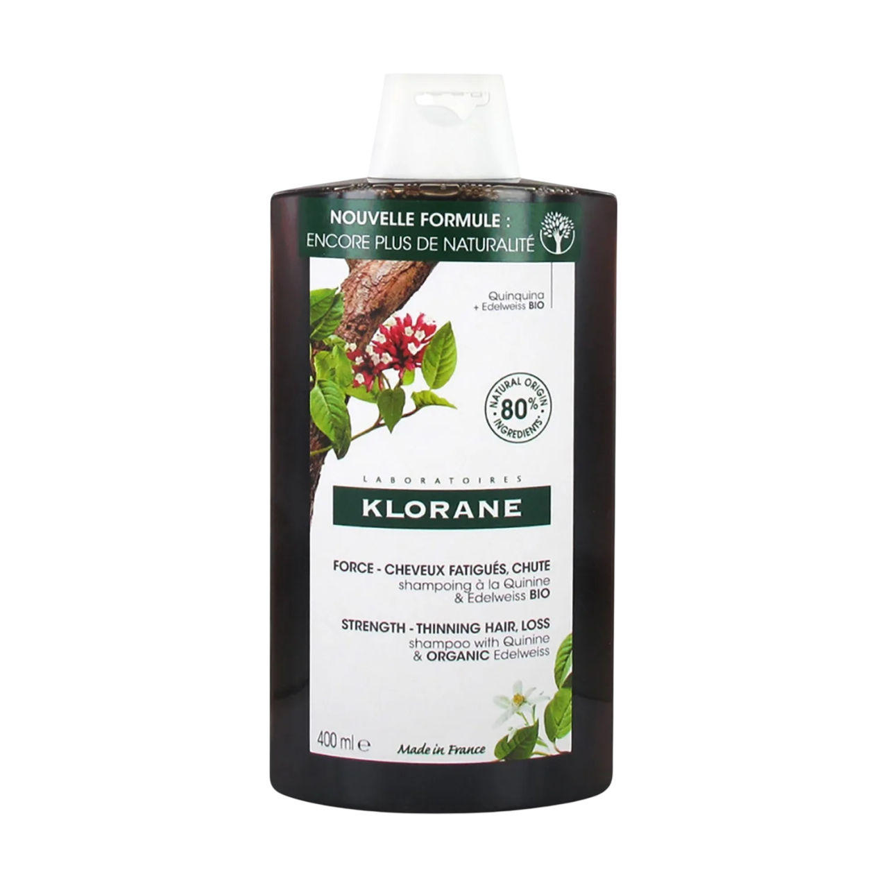 Klorane Klorane, Klorane, Quinine & Edelweiss, Haarbehandlung Shampoo, Stärkung, Für dünner werdendes Haar, 400 ml Regular
