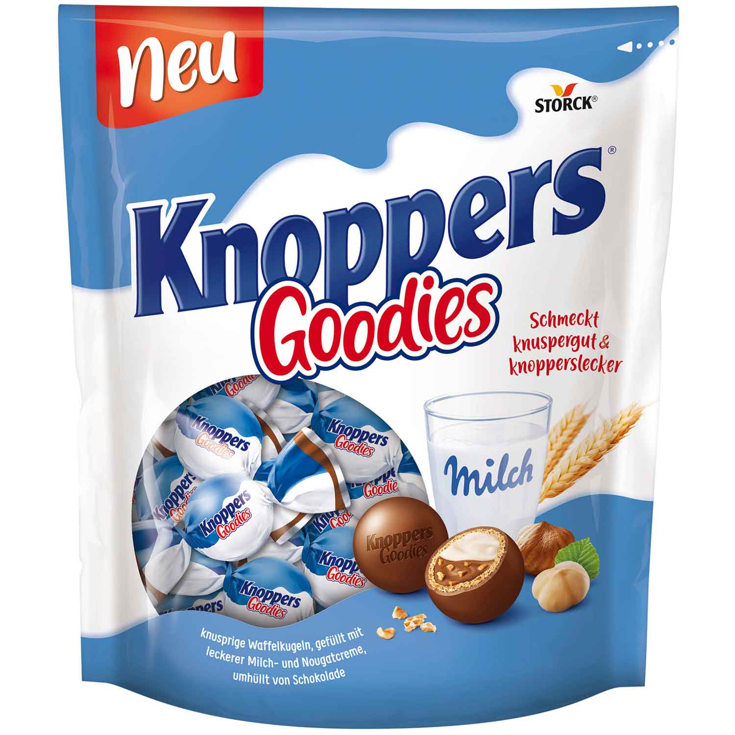Knoppers Goodies 180g Milch-Nougat-Waffelkugeln in Milchschokolade