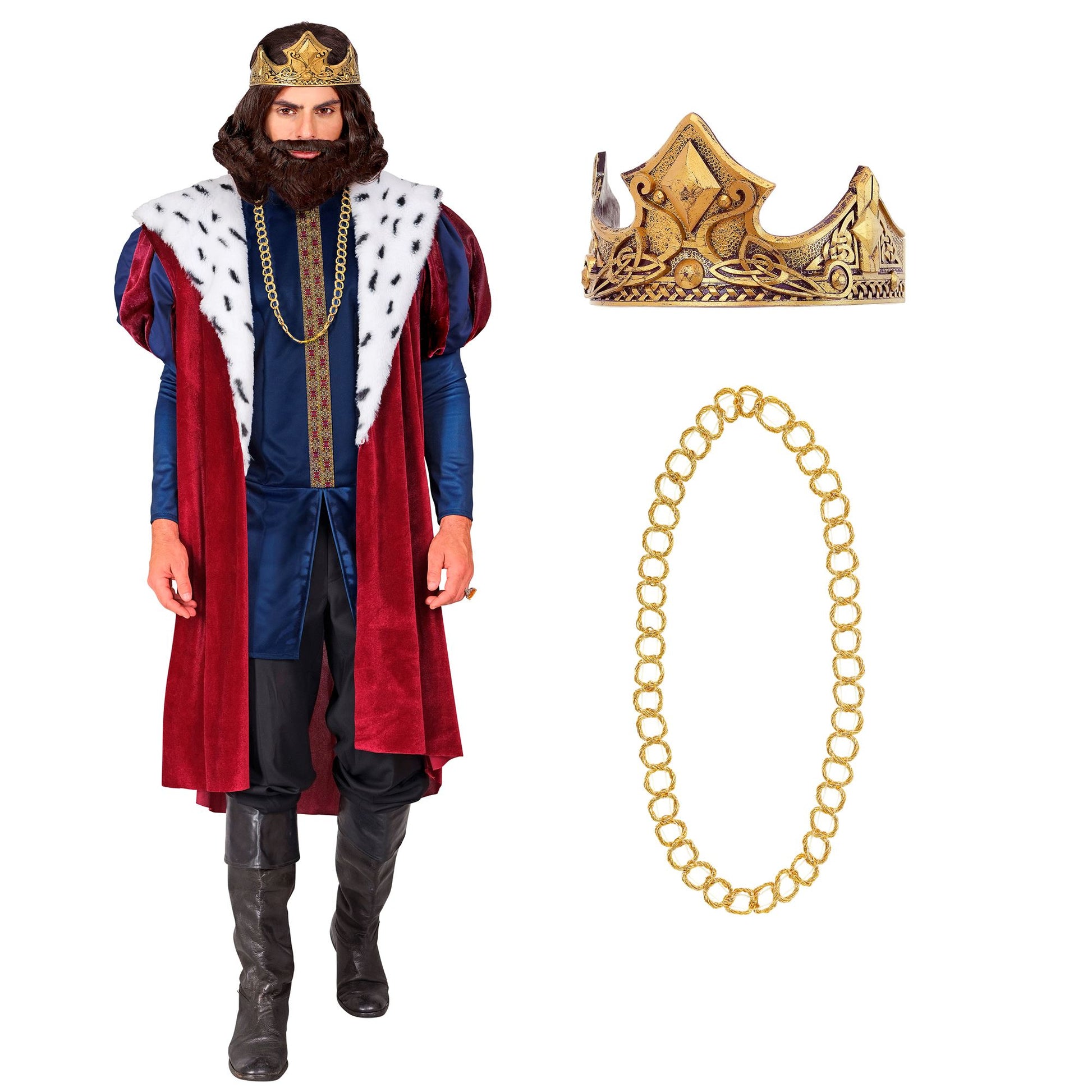 "KÖNIG" (Jacke, ärmelloser Mantel, Kette, Krone) – Detailansicht