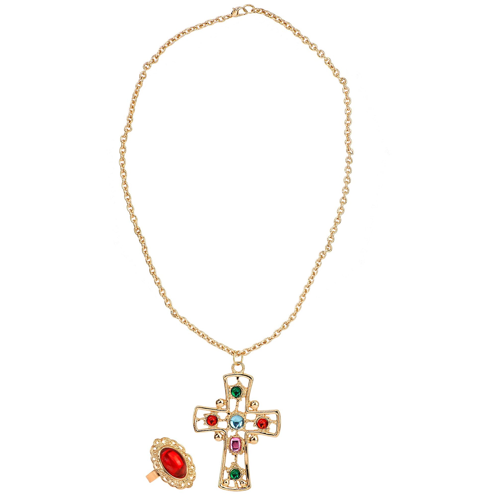 "KÖNIG" Set (Halskette mit Kreuz, Ring) – Detailansicht