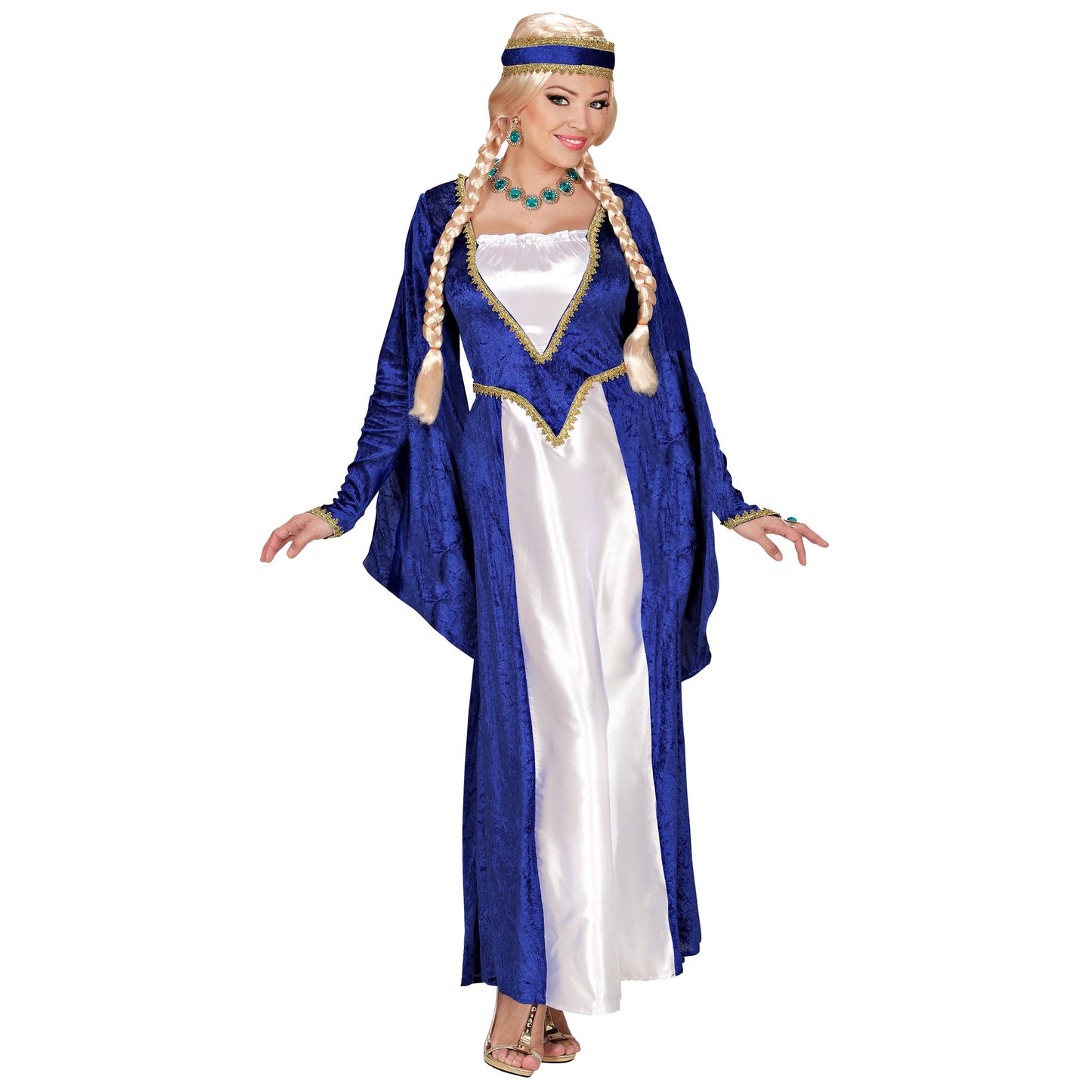 "KÖNIGIN DER RENAISSANCE" - Samt - blau (Kleid, Kopfbedeckung) – Detailansicht