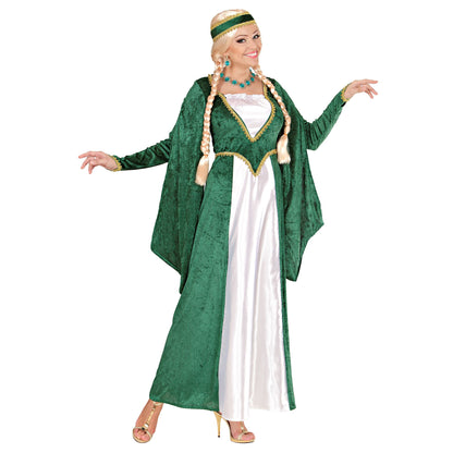 "KÖNIGIN DER RENAISSANCE" - Samt - grün (Kleid, Kopfbedeckung) – Vorderansicht