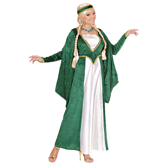 "KÖNIGIN DER RENAISSANCE" - Samt - grün (Kleid, Kopfbedeckung) – Vorderansicht