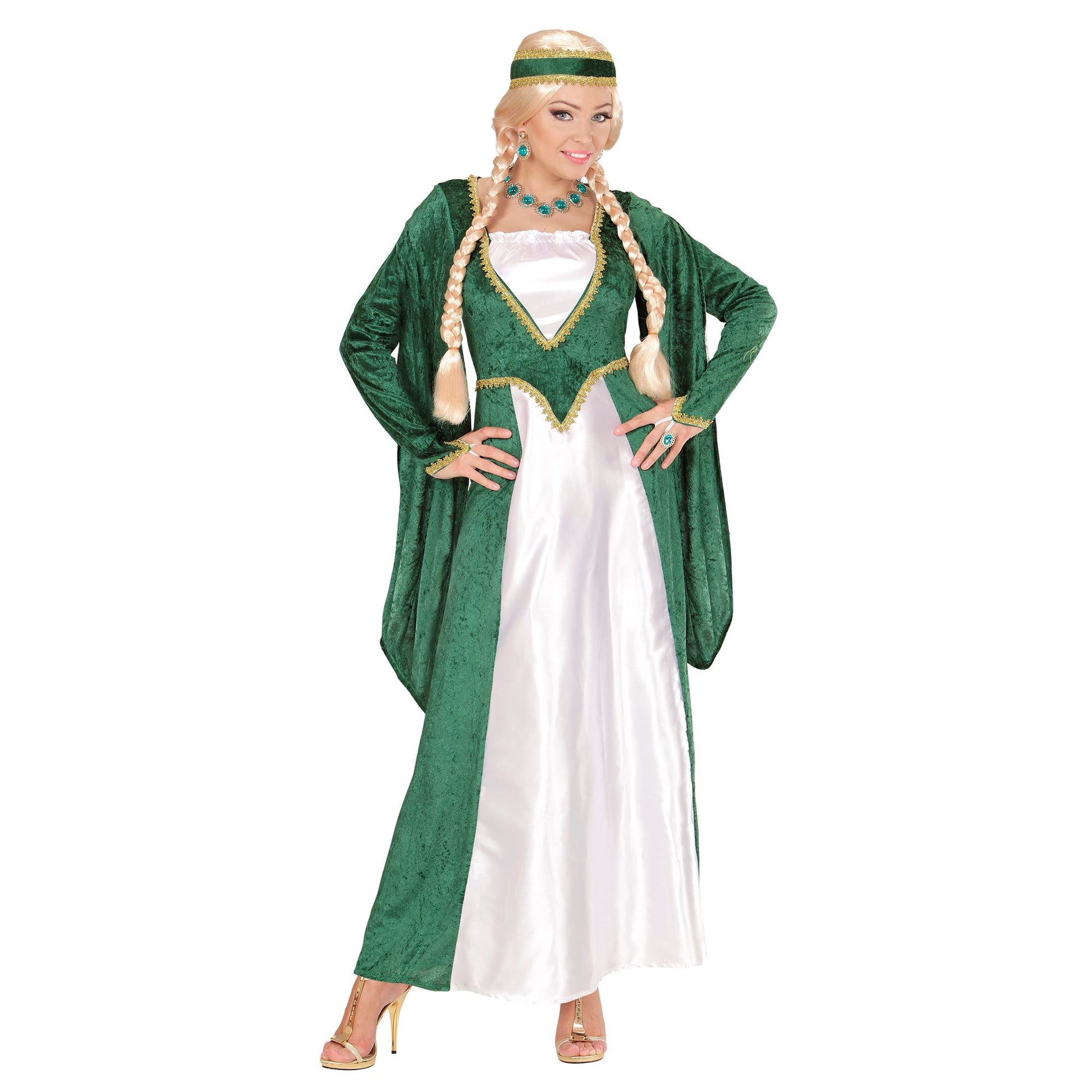 "KÖNIGIN DER RENAISSANCE" - Samt - grün (Kleid, Kopfbedeckung) – Detailansicht