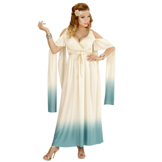 "KÖNIGIN VON ATLANTIS" (Kleid, Lorbeerkranz als Stirnband) – Vorderansicht