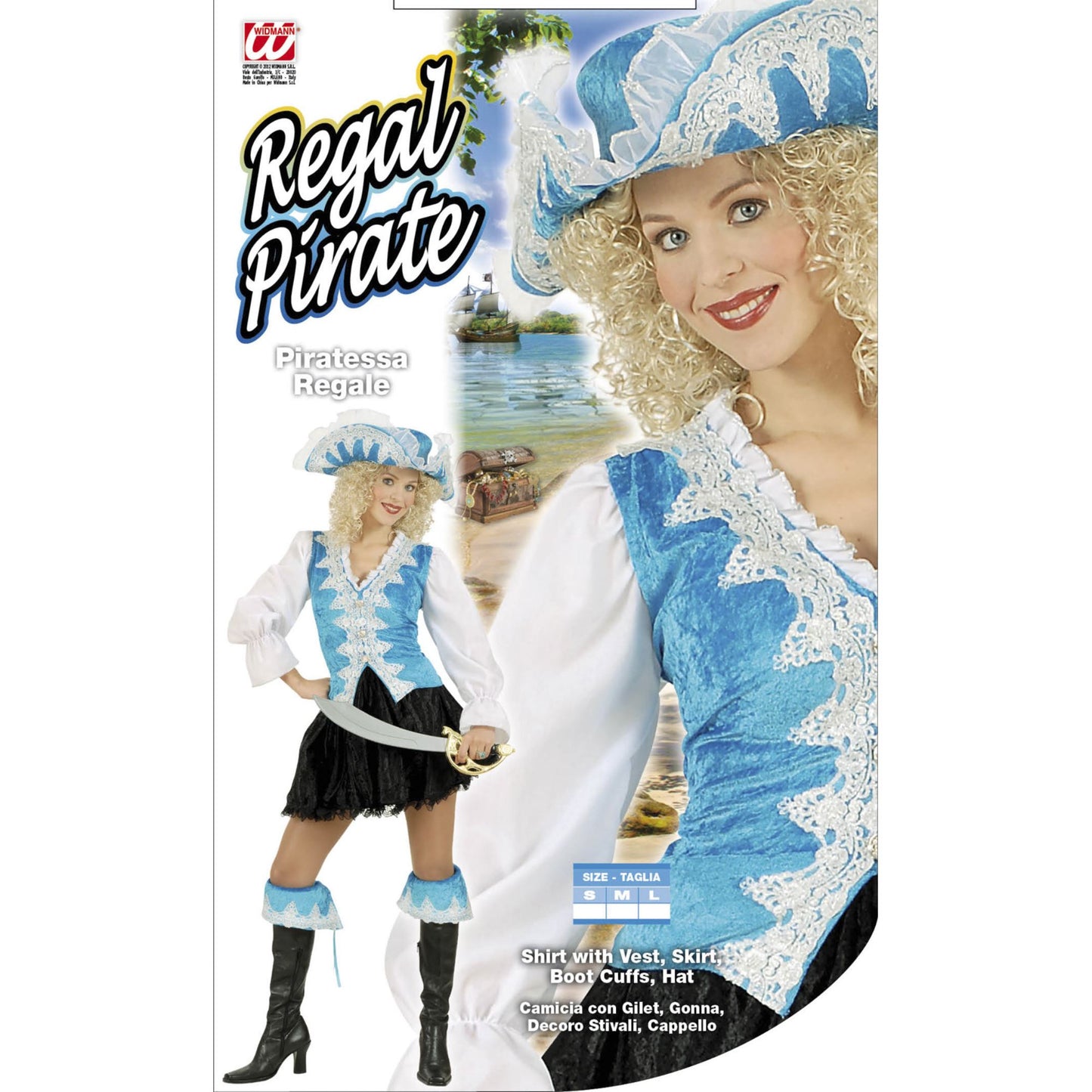 "KÖNIGLICHE PIRATIN" aus Samt - türkis (Bluse mit Weste, Rock, Dekoration für die Stiefel, Hut) – Detailansicht