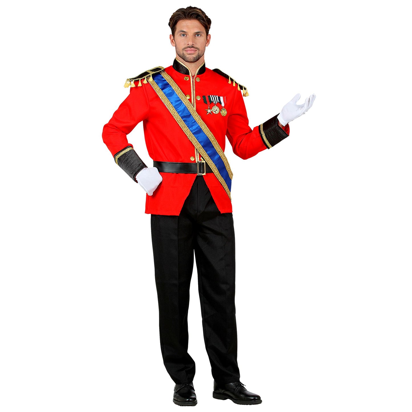 "KÖNIGLICHER PRINZ" (Jackett mit Schärpe, Hose, Gürtel, Handschuhe) – Detailansicht