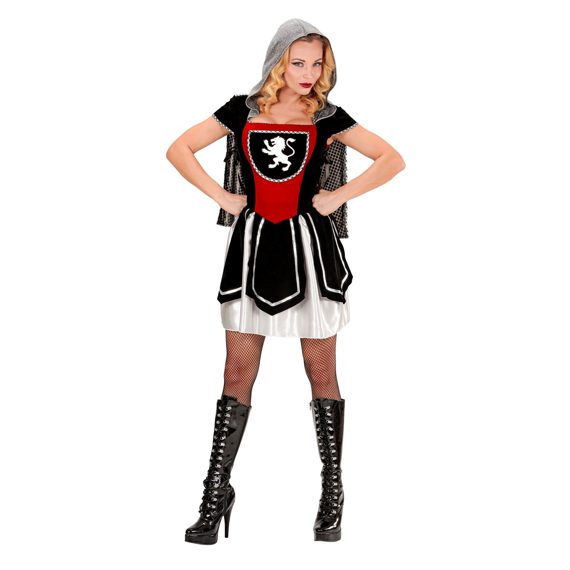 "KÖNIGSRITTERIN" (Kleid mit Kapuzenumhang) – Vorderansicht