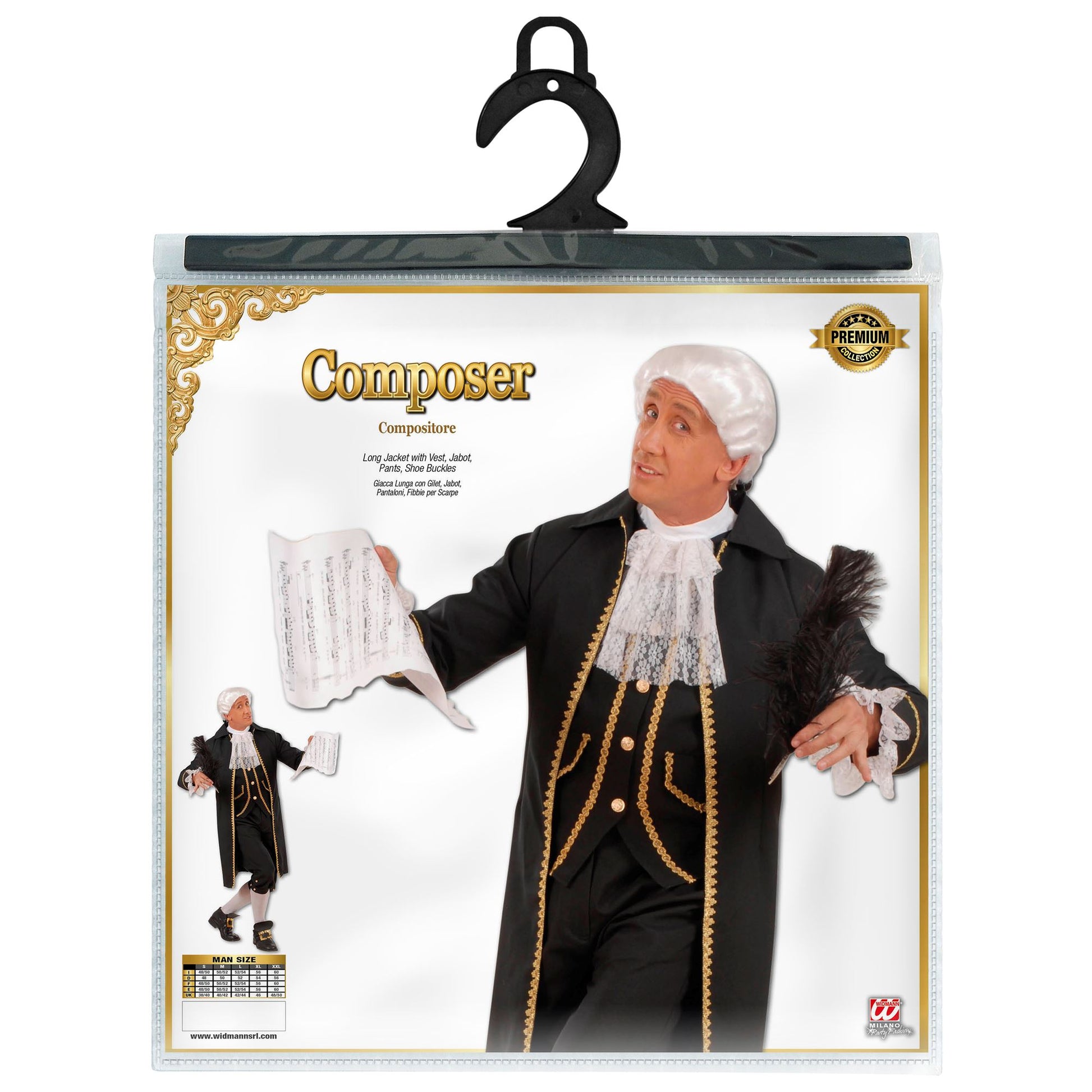 "KOMPONIST" (Frack mit Weste, Jabot, Hose, Schuhschnallen) – Detailansicht