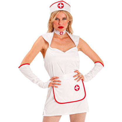"KRANKENSCHWESTER" (Kleid, Schürze, Handschuhe, Halsband, Haube) – Vorderansicht