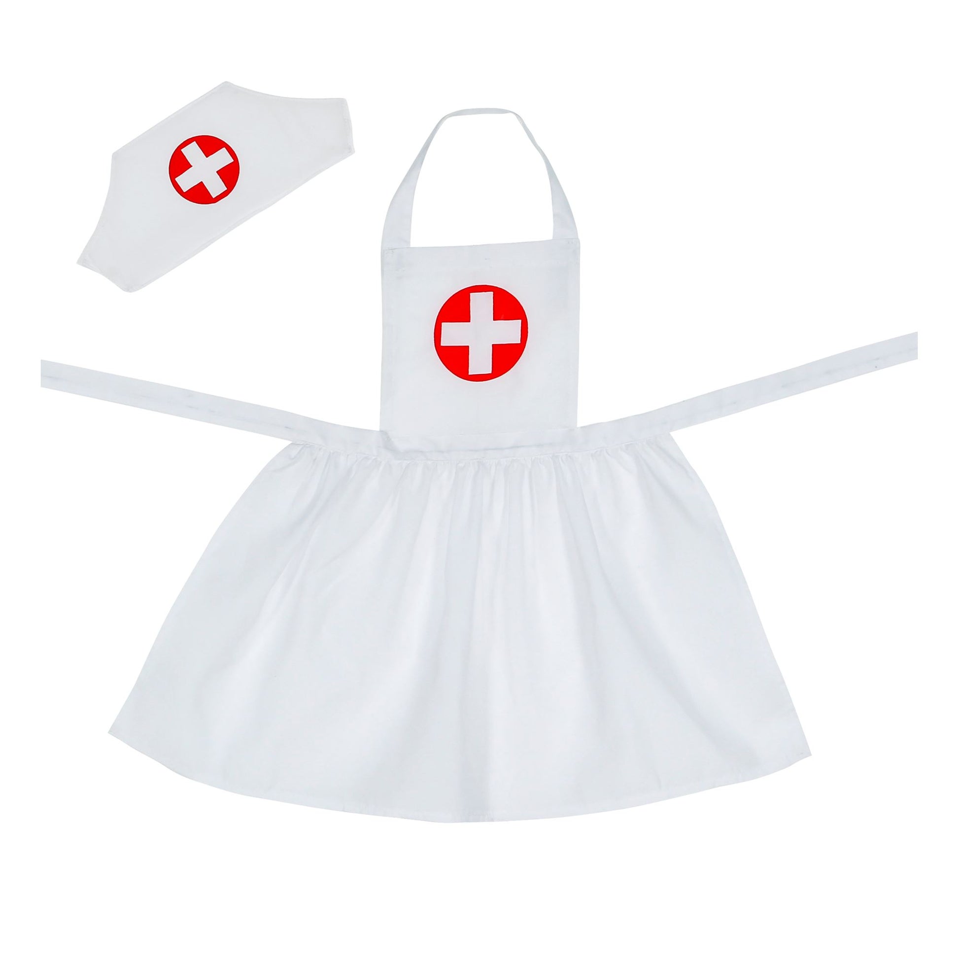 "KRANKENSCHWESTER" (Schürze, Haube) Kindergröße 113 cm - 3-5 Jahre – Vorderansicht